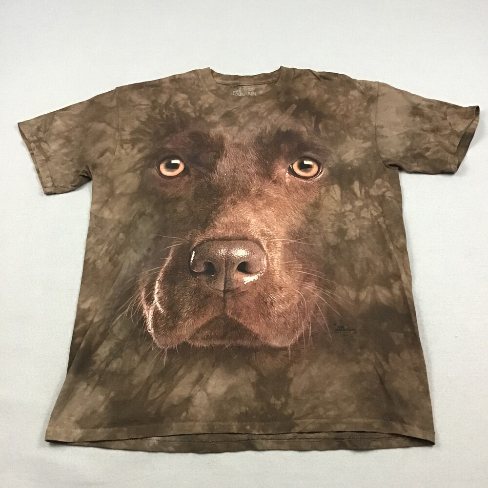 The Mountain Shirt Men Large Brown Chocolate Lab Face Tie Dye Graphic Tee L